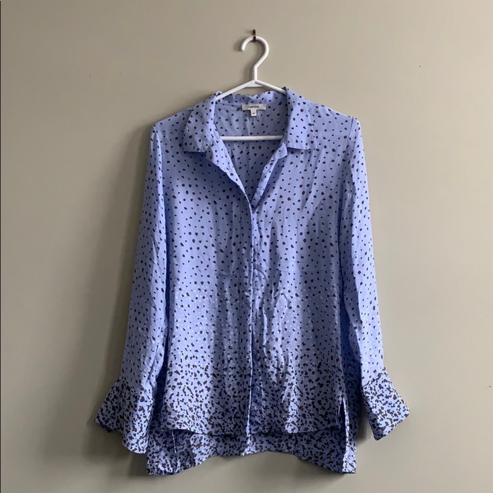 Hi-lo Silk Blouse Light Blue